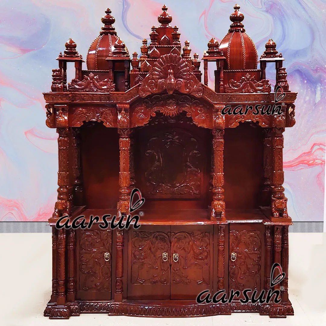 ISKCON Style Pooja Mandir in Teak YT-579 View 3