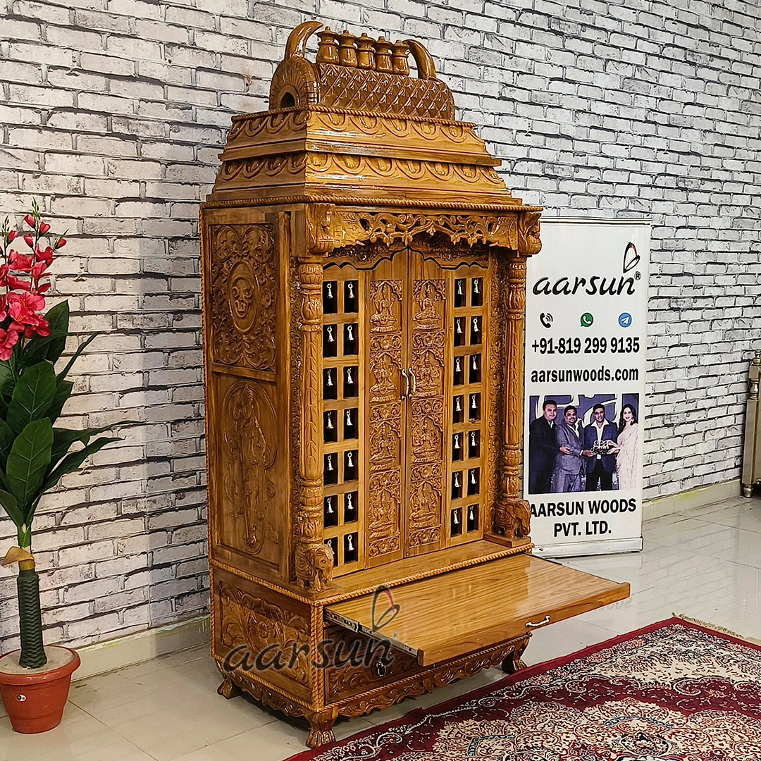 Tamil Mandir Design With Deities and Tamil OM View 3