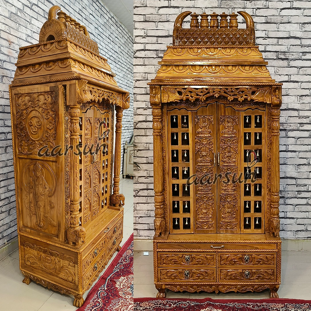 Tamil Mandir Design With Deities and Tamil OM View 5