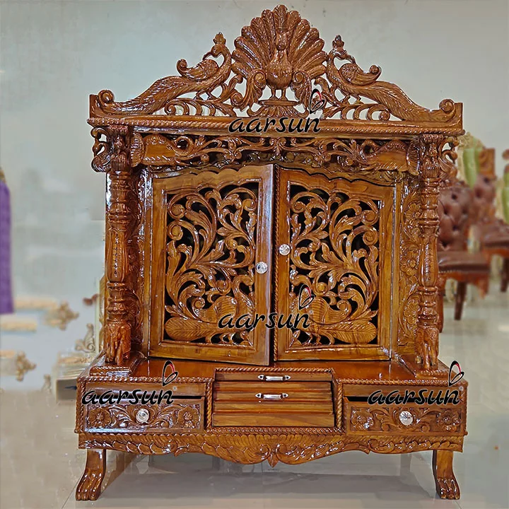 Peacock Temple Teak Wood With Door YT-289 View 2