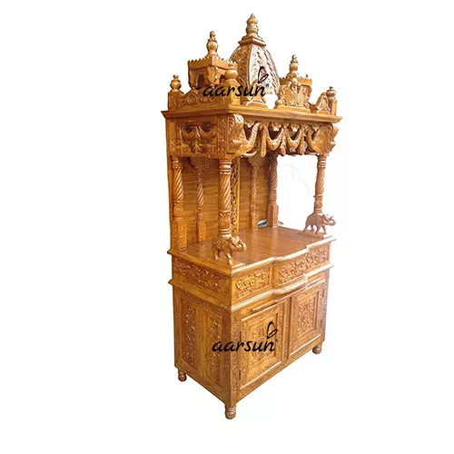 Teak Wood Pooja Temple MNDR-0027 View 2
