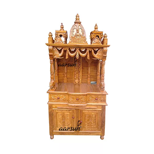 Teak Wood Pooja Temple MNDR-0027 View 4