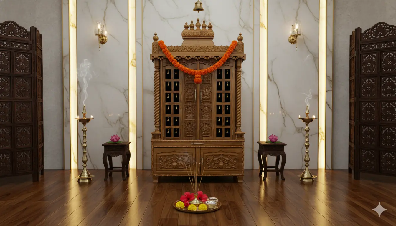 Traditional South Indian Mandir with Intricate Hand Carving