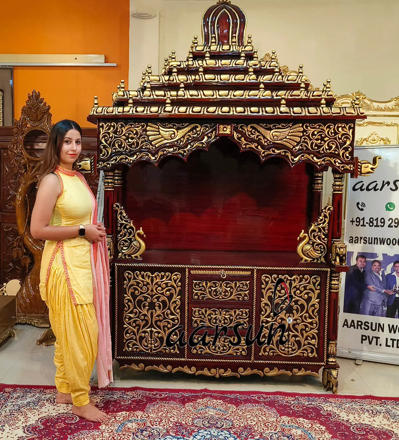 Triple Shade Mandir with Unique Gopuram NT-007 View 3