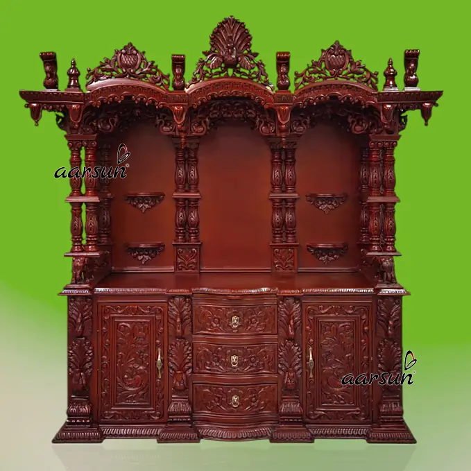 International design Puja Mandir in Matte Walnut Finish YT-545 View 2