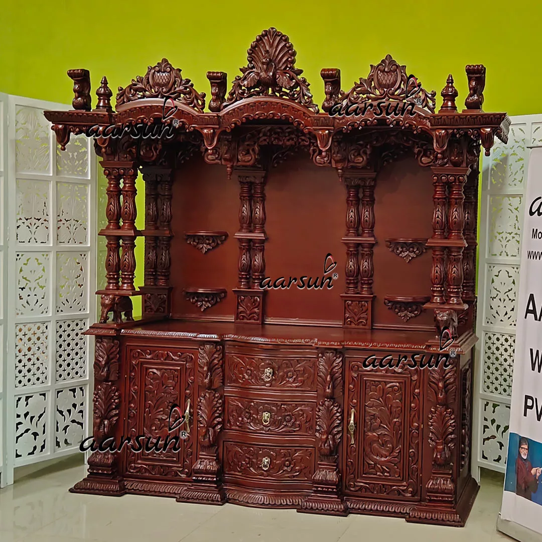 International design Puja Mandir in Matte Walnut Finish YT-545 View 3