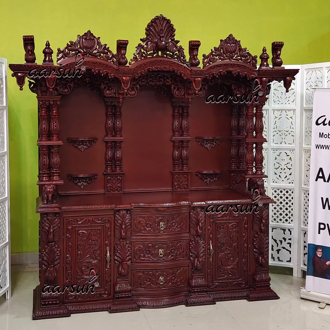 International design Puja Mandir in Matte Walnut Finish YT-545 View 4