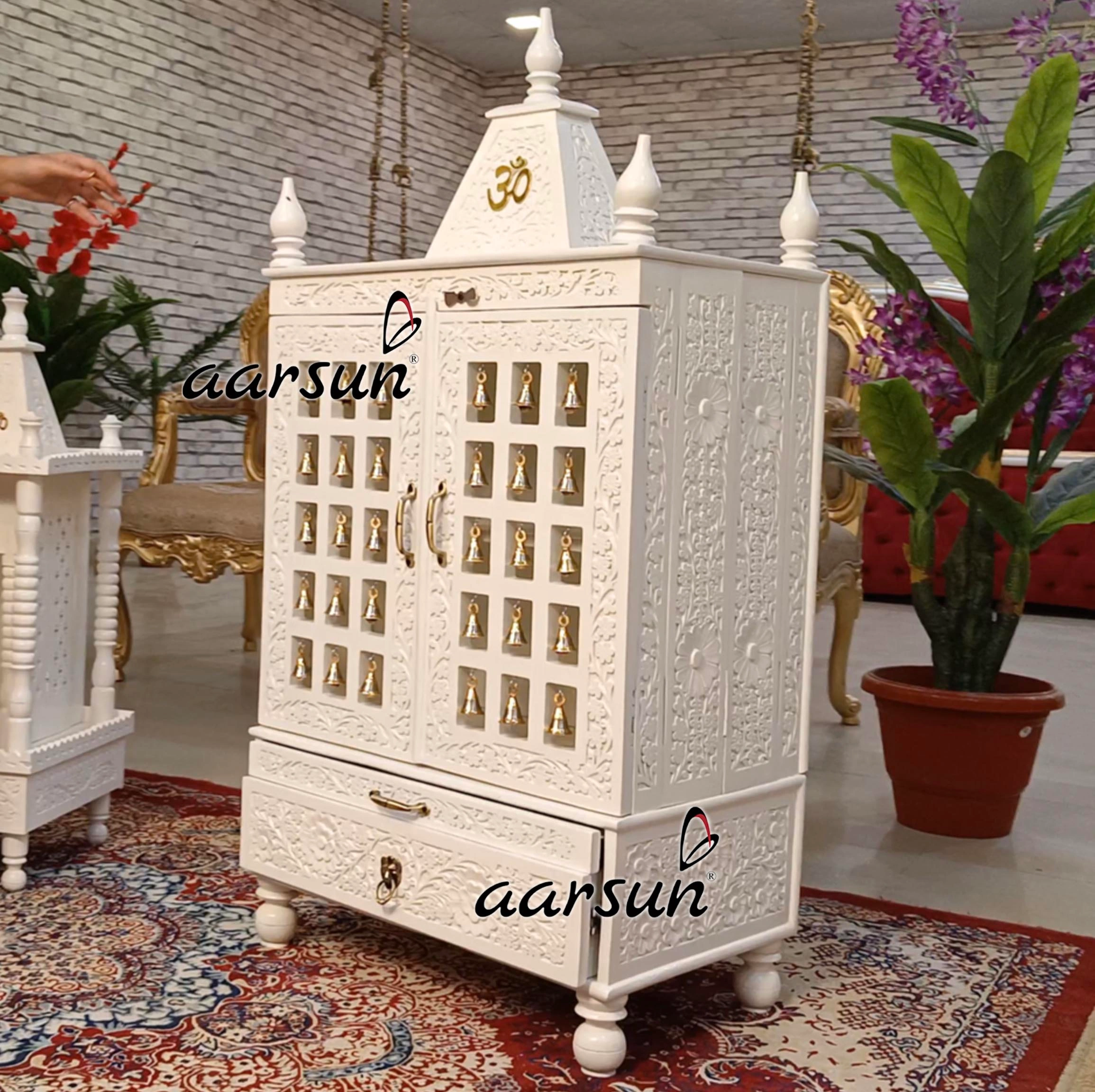 White Luxurious Teak Wood Temple View 2