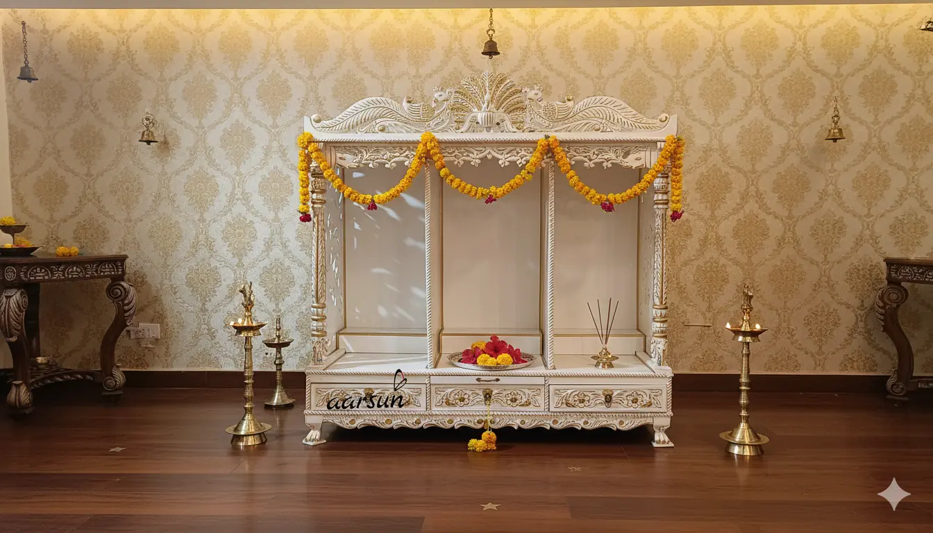 White Temple with Peacock Carving