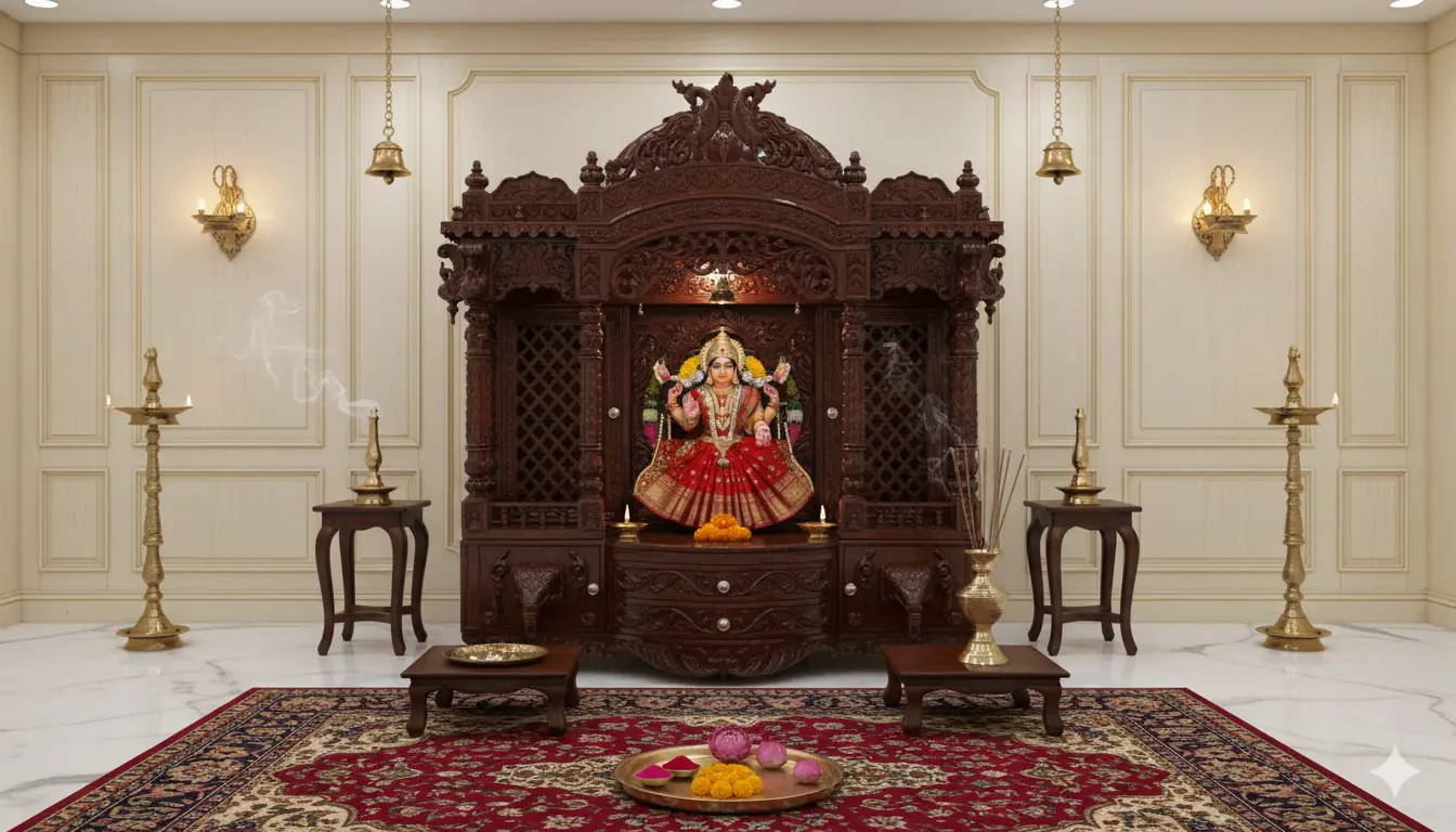 Wooden Handcrafted Mandir Design YT-590B
