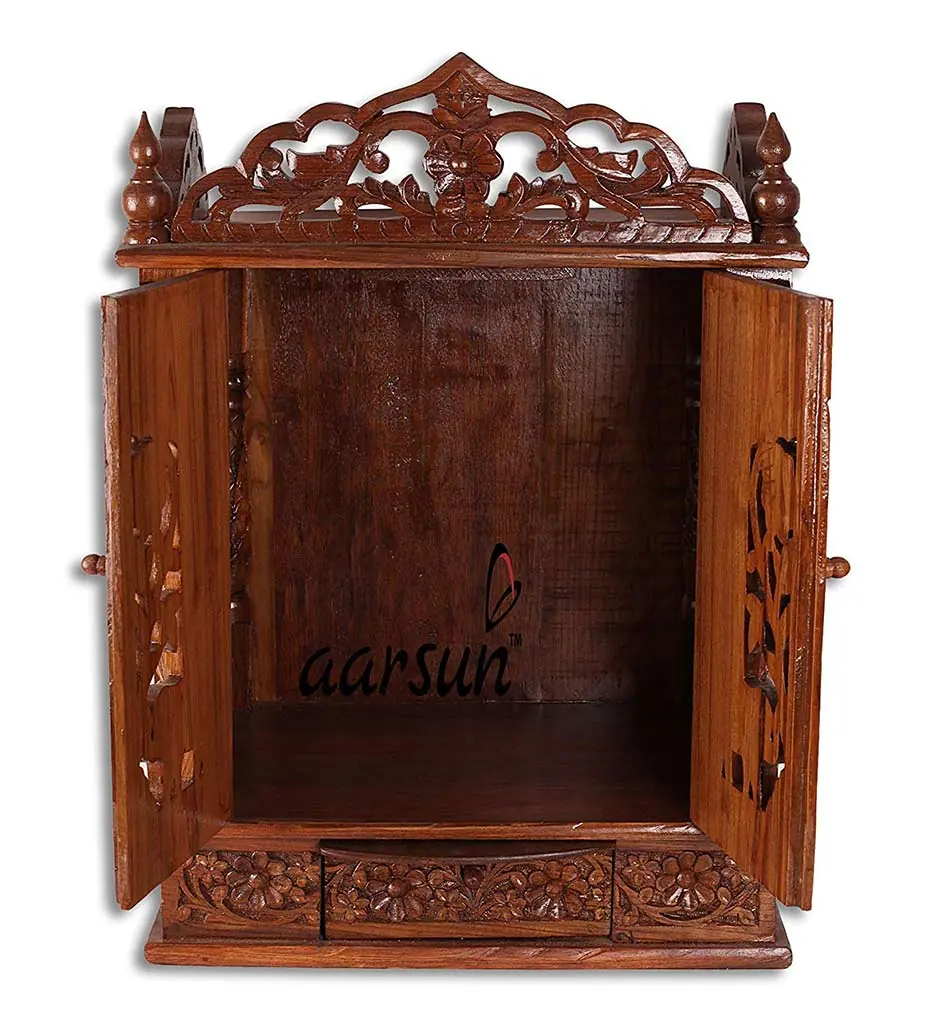 Elephant Carved Door design Mandir - Sheesham NTMPL-0121 View 4