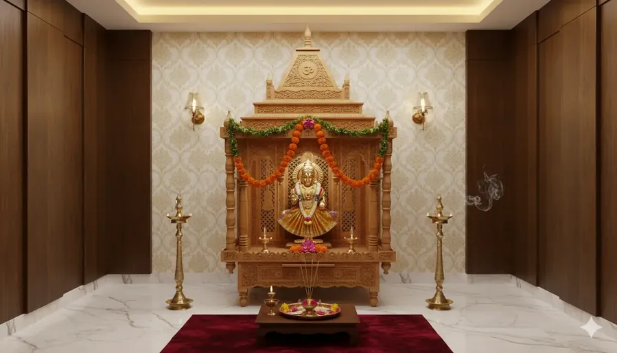 Wooden Pooja Mandap - Home Temple MNDR-0156 View 2