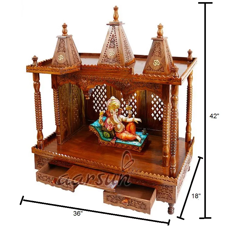 Wooden Pooja Mandir - Fully Folding MNDR-7255 View 5