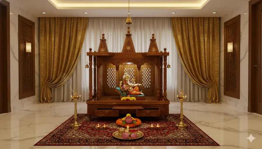 Wooden Pooja Mandir - Fully Folding MNDR-7255 View 2