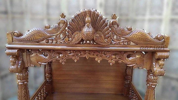 Sagwan Wooden Pooja Temple with Drawers YT-36 View 3