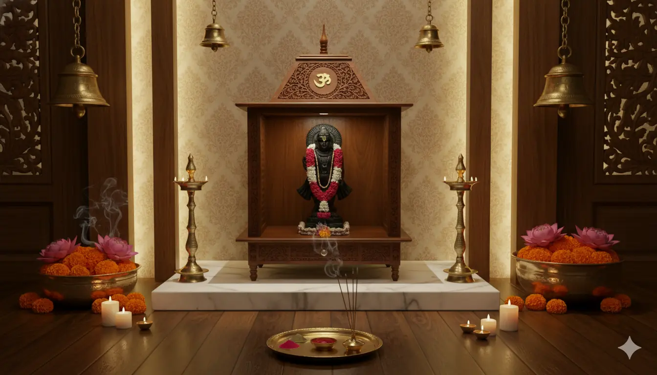 Wooden Temple for Pooja Room MNDR-0086