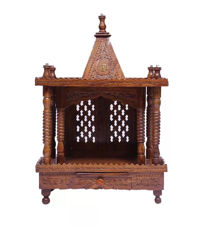 Small Size Pooja Temple in Sheesham Wood MNDR-7281 View 3