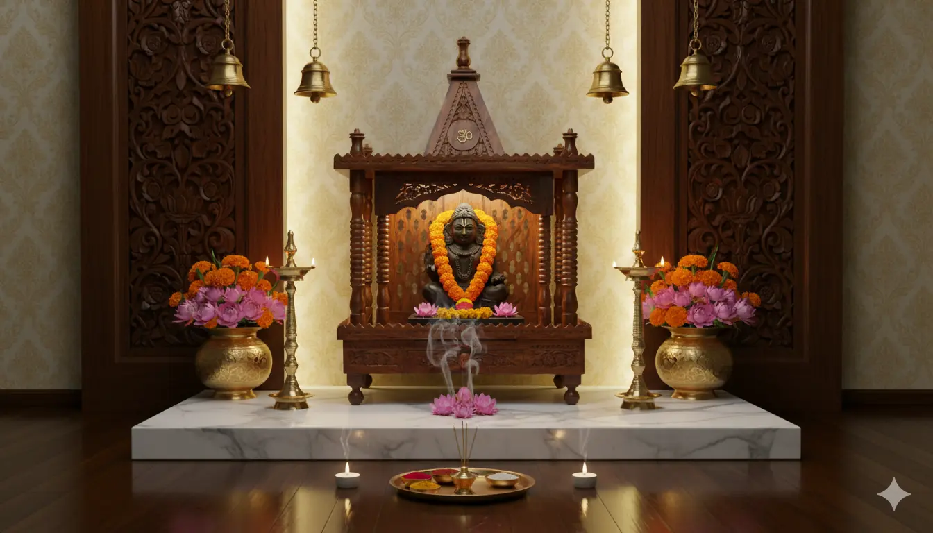 Small Size Pooja Temple in Sheesham Wood MNDR-7281