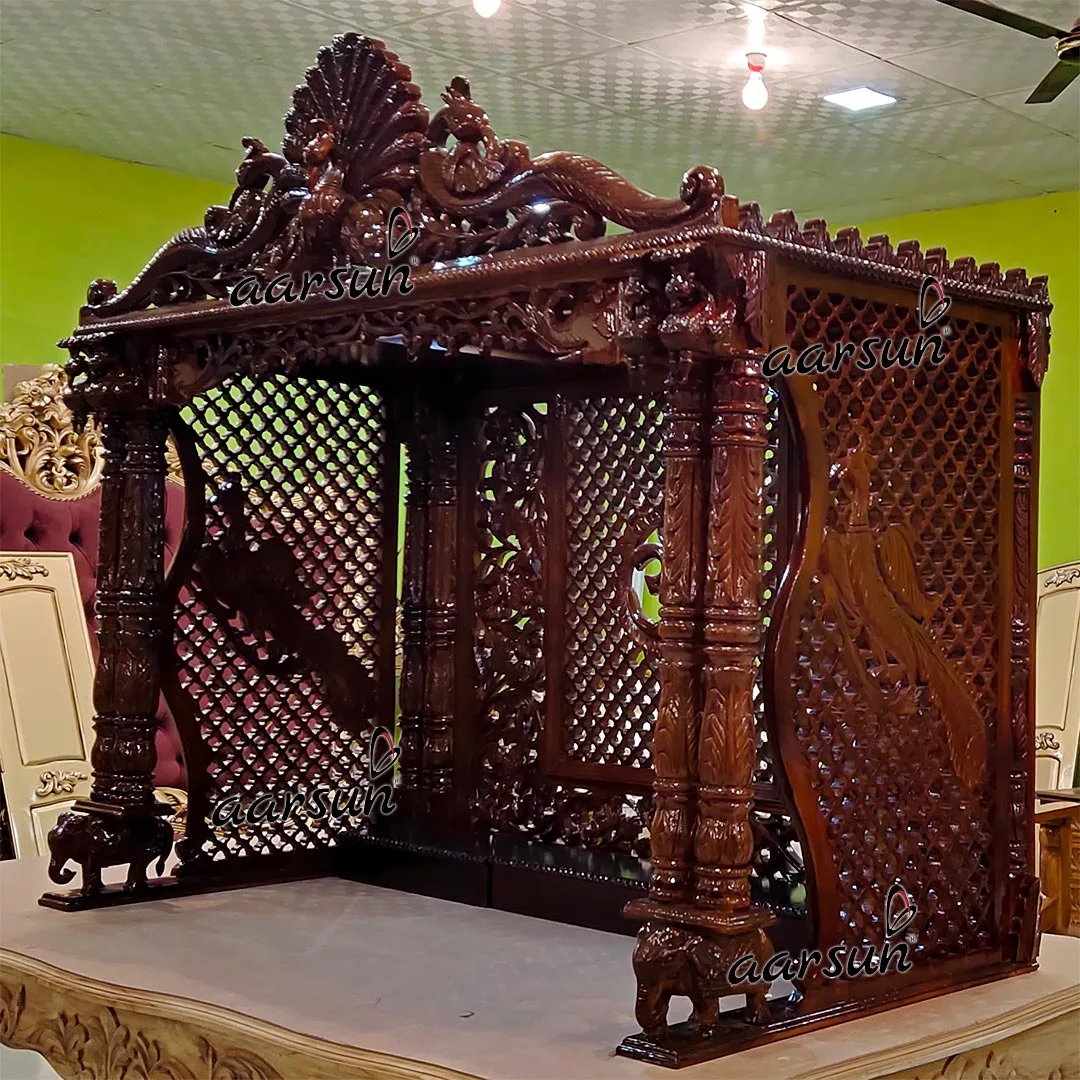 Wooden Temple Pooja Ghar with Open Base for Table top YT-489 View 4