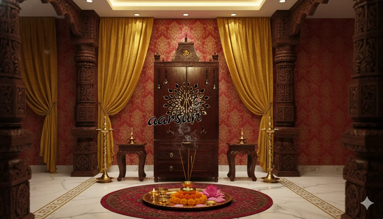 Wooden Temple with LED Light