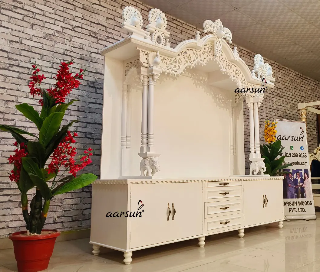 Wooden White Temple with Satin Paint NT-025 View 3