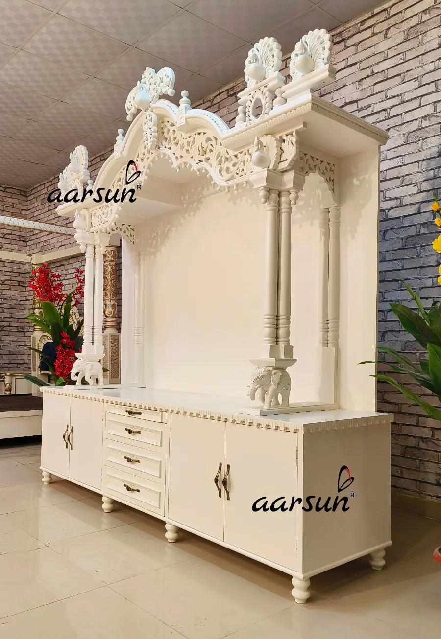 Wooden White Temple with Satin Paint NT-025 View 4