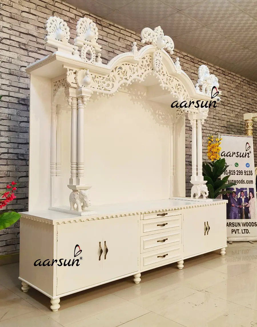 Wooden White Temple with Satin Paint NT-025 View 5